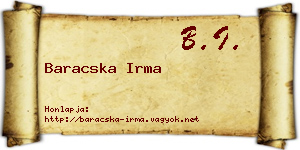 Baracska Irma névjegykártya